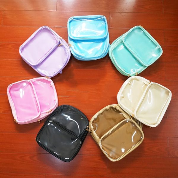 Black Backpack with Clear Window for Photocards and Pins — ita backpack detail view