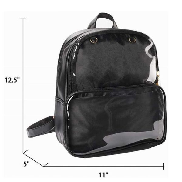 Black Backpack with Clear Window for Photocards and Pins — ita backpack detail view