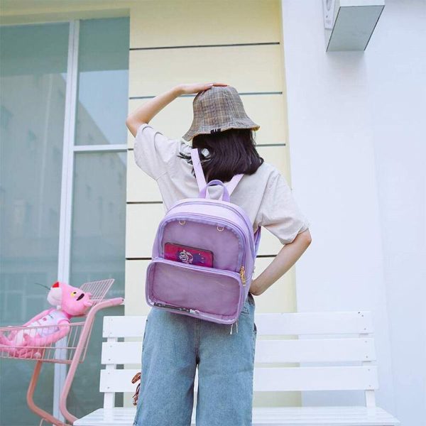 Black Backpack with Clear Window for Photocards and Pins — ita backpack detail view