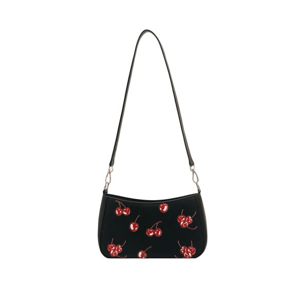 Black Cherry Shoulder Bag for Pin Display — crossbody ita bag detail view