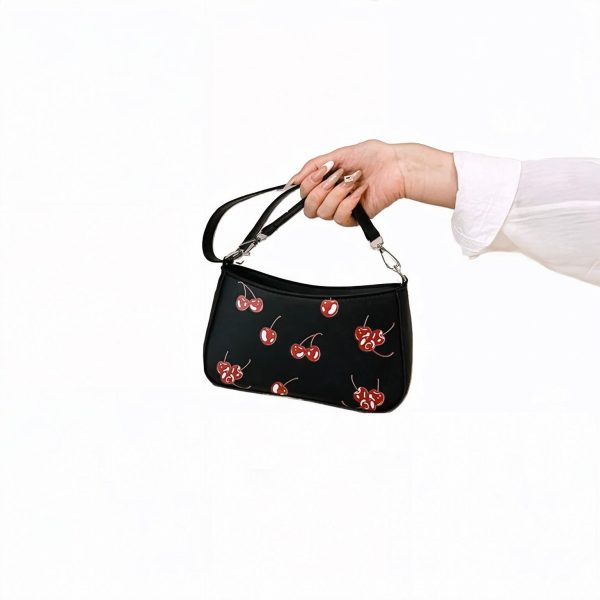 Black Cherry Shoulder Bag for Pin Display — crossbody ita bag detail view