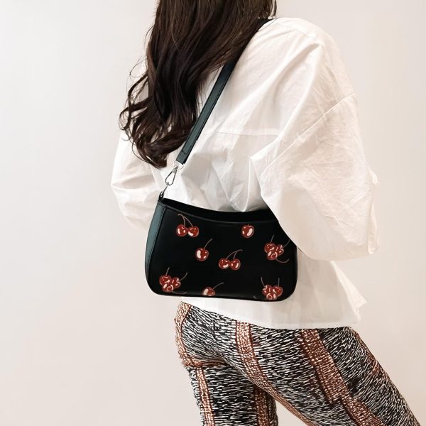 Black Cherry Shoulder Bag for Pin Display — crossbody ita bag detail view