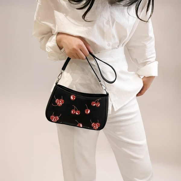 Black Cherry Shoulder Bag for Pin Display — crossbody ita bag with clear display window