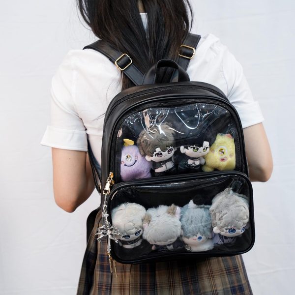 Black Ita Backpack with Clear Window for Pin Display — ita backpack detail view