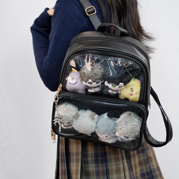 Black Ita Backpack with Clear Window for Pin Display — ita backpack detail view