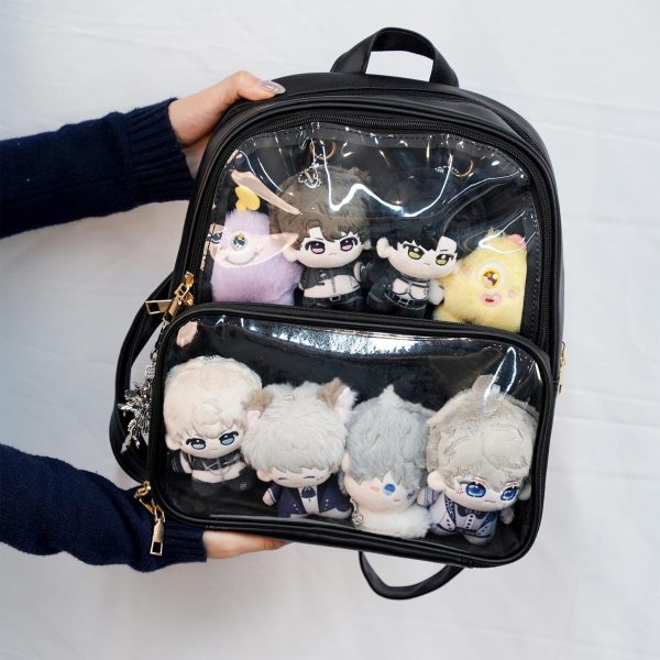 Black Ita Backpack with Clear Window for Pin Display — ita backpack detail view