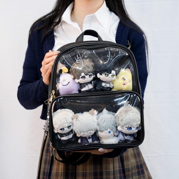 Black Ita Backpack with Clear Window for Pin Display — ita backpack detail view