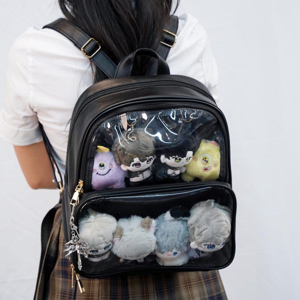 Black Ita Backpack with Clear Window for Pin Display — ita backpack detail view