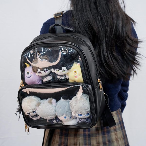 Black Ita Backpack with Clear Window for Pin Display — ita backpack detail view