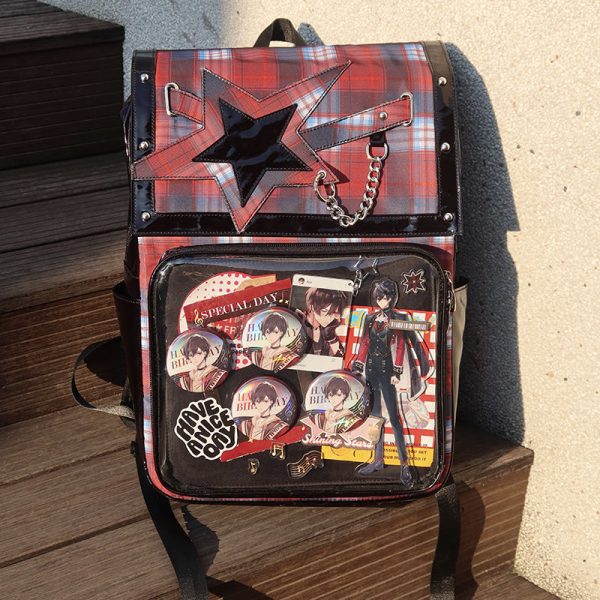 Black Ita Backpack with Clear Window for Plushies and Pins — ita backpack detail view