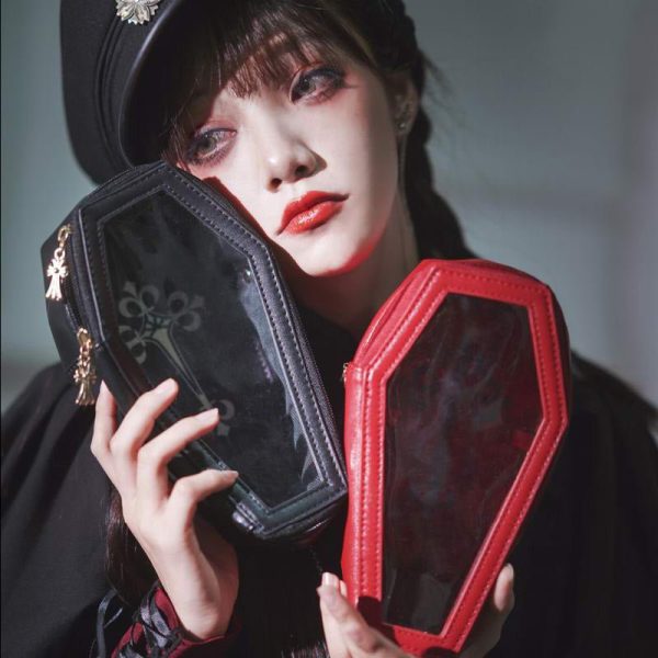 Black Ita Bag with Clear Window for Pin Display — ita bag detail view