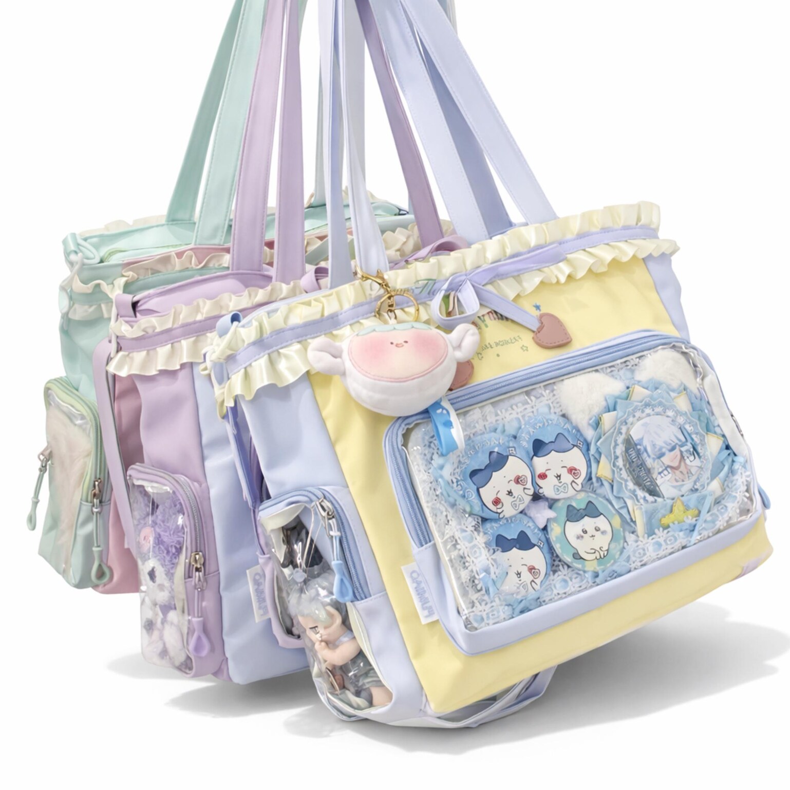 Black Ita Shoulder Bag for Pin Display Black Ita Shoulder Bag for Pin Display — crossbody ita bag detail view