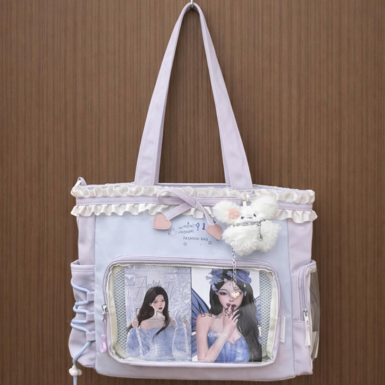 Black Ita Shoulder Bag for Pin Display Black Ita Shoulder Bag for Pin Display — crossbody ita bag detail view