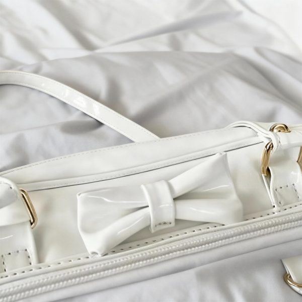 Black Ita Shoulder Bag with Clear Window for Plushies and Pins — crossbody ita bag detail view