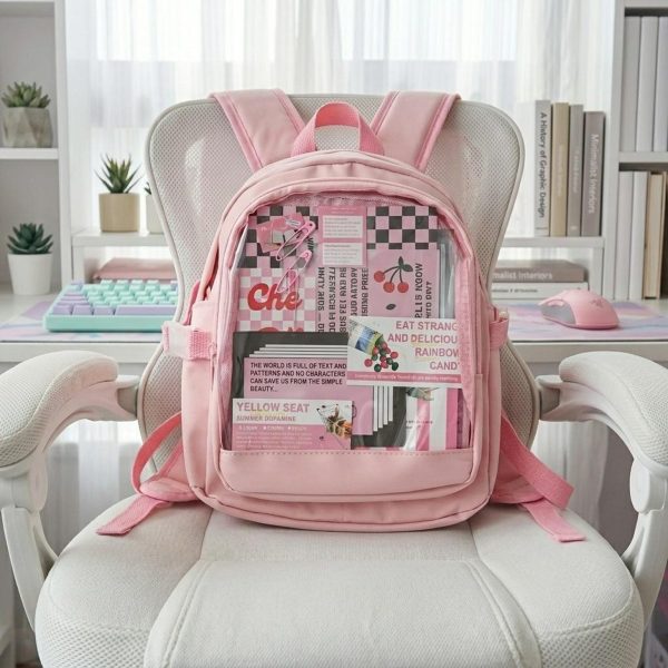 Black Kawaii Convertible Ita Bag for Pin Display — ita bag detail view