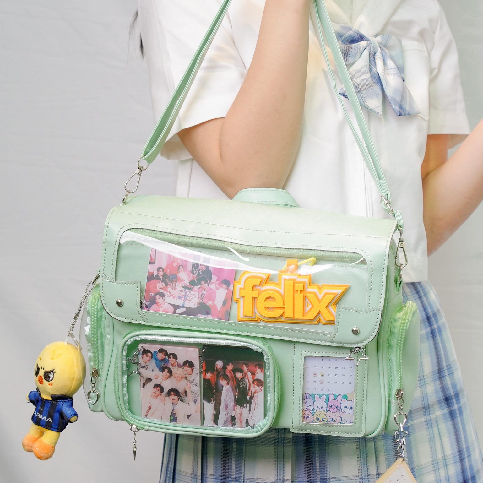 Black Kawaii Convertible Ita Bag with Clear Window for Photocards and Pins Black Kawaii Convertible Ita Bag with Clear Window for Photocards and Pins — ita bag with clear display window