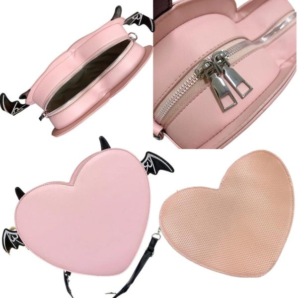 Black Kawaii Gothic Ita Crossbody Bag with Clear Window for Pin Display — crossbody ita bag detail view