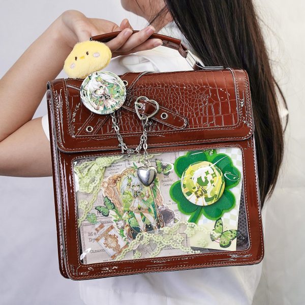 Black Kawaii Ita Backpack with Clear Window for Plushies and Pins — ita backpack with clear display window