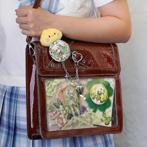 Black Kawaii Ita Backpack with Clear Window for Plushies and Pins — ita backpack detail view