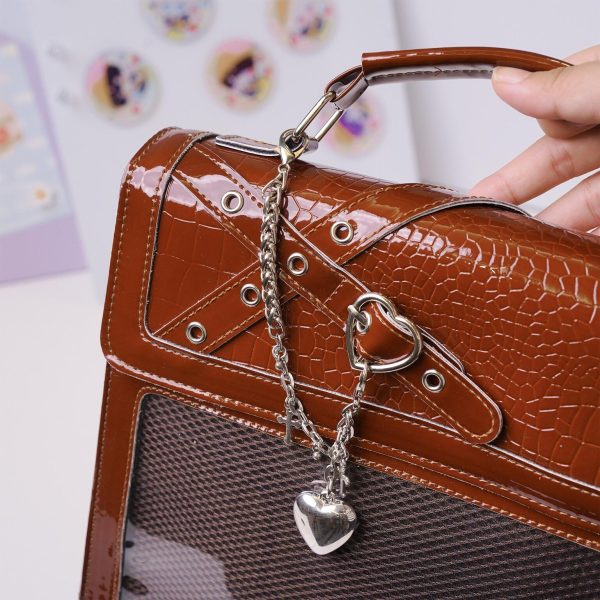 Black Kawaii Ita Backpack with Clear Window for Plushies and Pins — ita backpack detail view