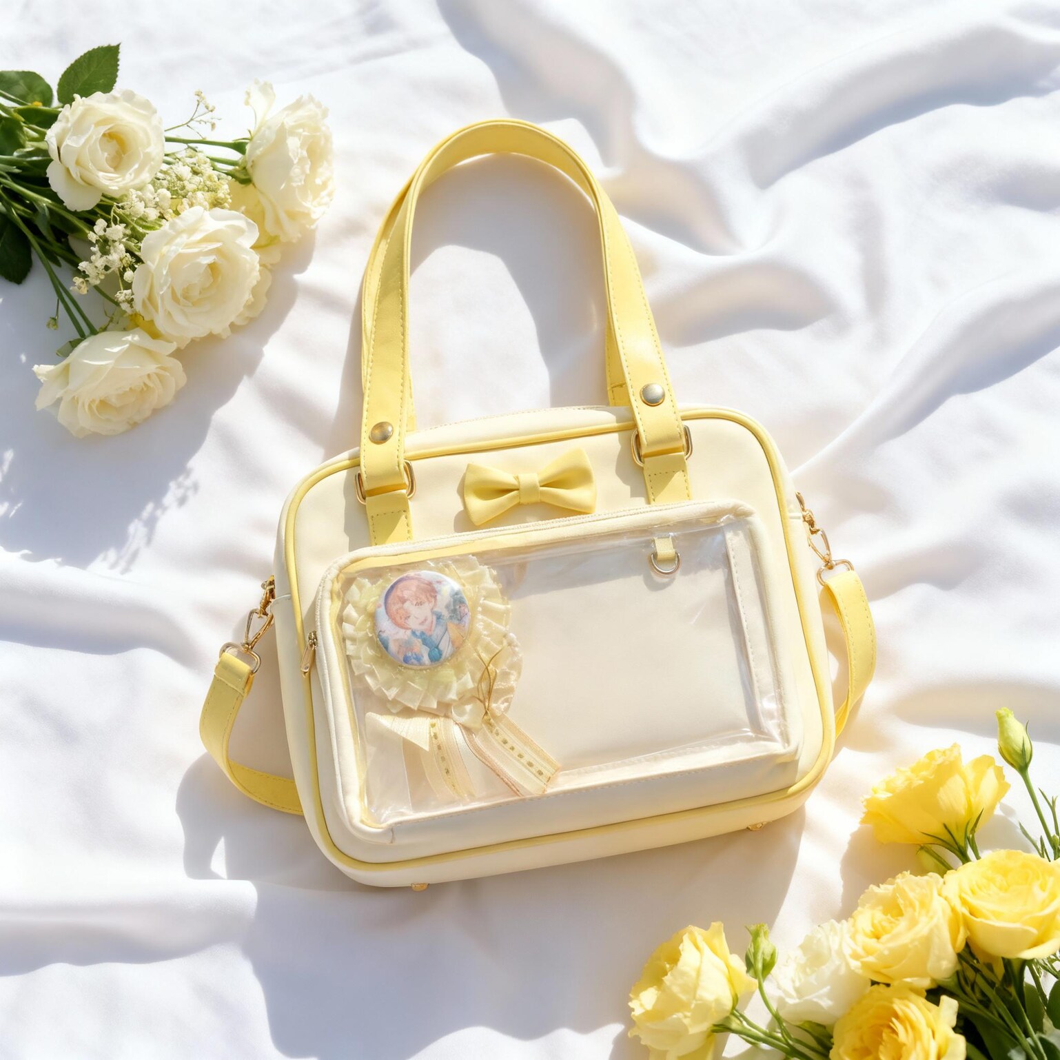 Black Kawaii Ita Handbag for Pin Display Black Kawaii Ita Handbag for Pin Display — ita bag detail view
