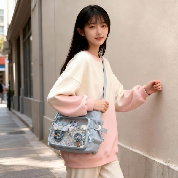 Black Kawaii Ita Handbag for Pin Display — ita bag detail view