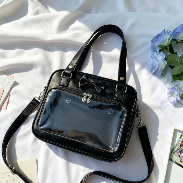 Black Kawaii Ita Handbag for Pin Display — ita bag detail view
