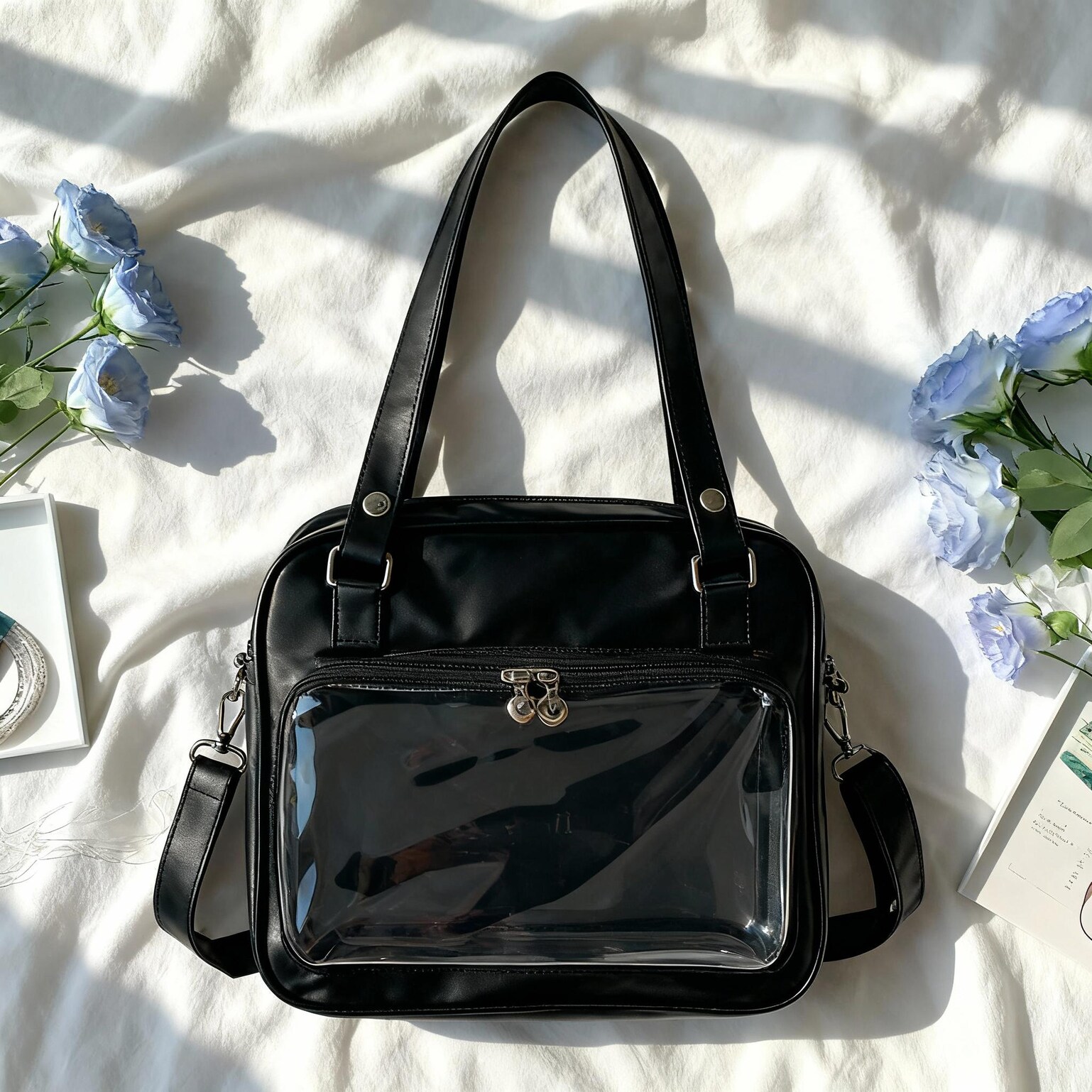 Black Kawaii Ita Handbag for Pin Display Black Kawaii Ita Handbag for Pin Display — ita bag detail view