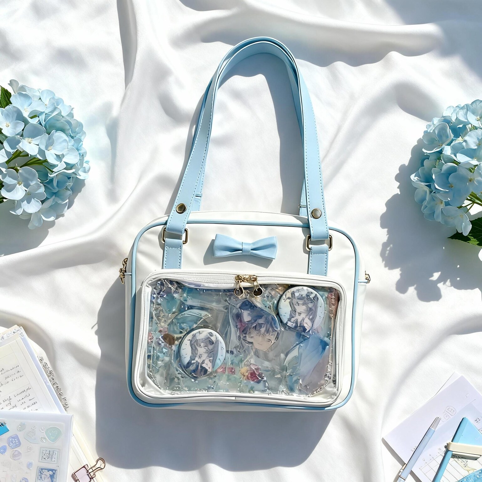 Black Kawaii Ita Handbag for Pin Display Black Kawaii Ita Handbag for Pin Display — ita bag detail view