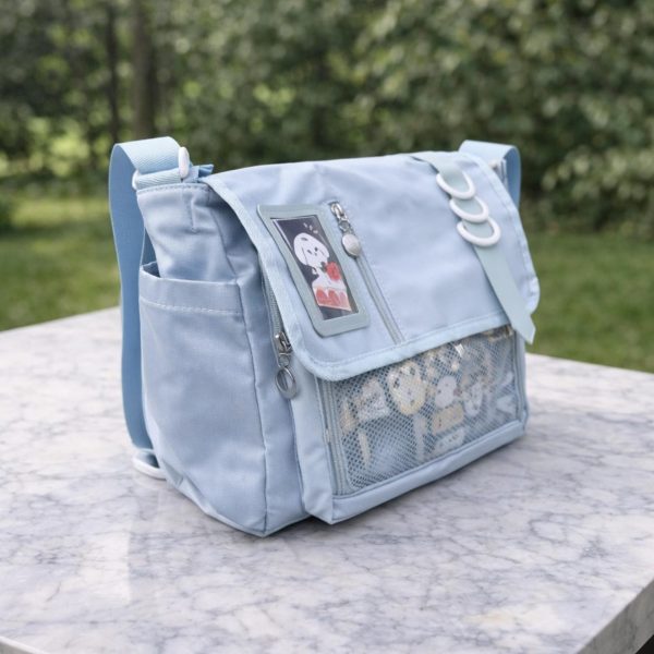 Black Kawaii Y2K Ita Purse with Clear Window for Plushies and Pins — ita bag detail view