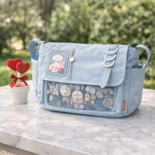Black Kawaii Y2K Ita Purse with Clear Window for Plushies and Pins — ita bag with clear display window