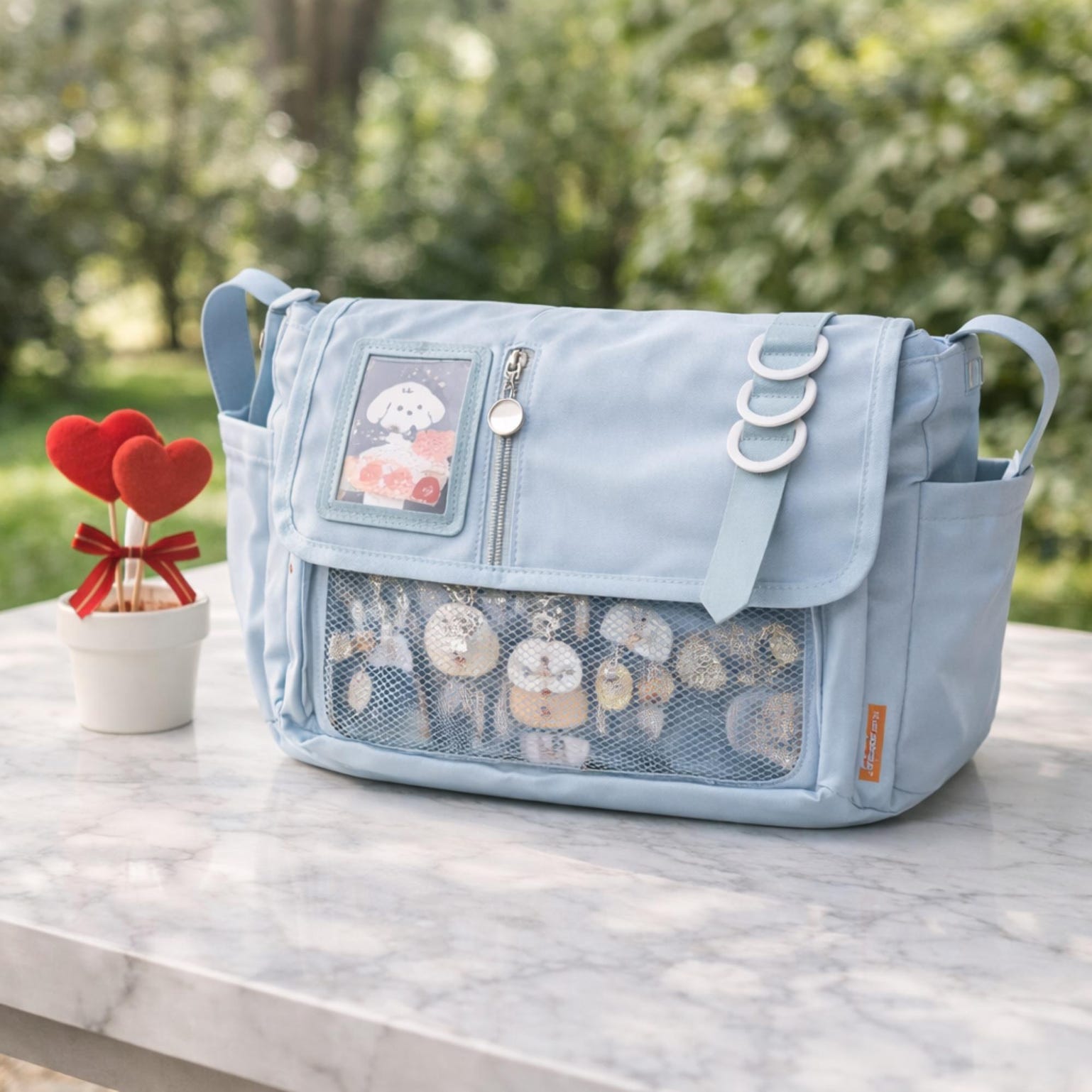 Black Kawaii Y2K Ita Purse with Clear Window for Plushies and Pins Black Kawaii Y2K Ita Purse with Clear Window for Plushies and Pins — ita bag with clear display window