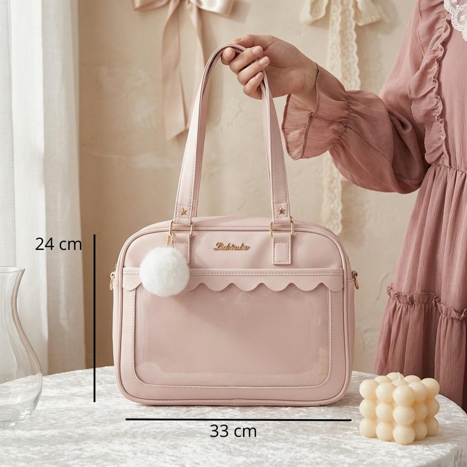 Blue Kawaii Convertible Ita Bag for Pin Display Blue Kawaii Convertible Ita Bag for Pin Display — ita bag detail view
