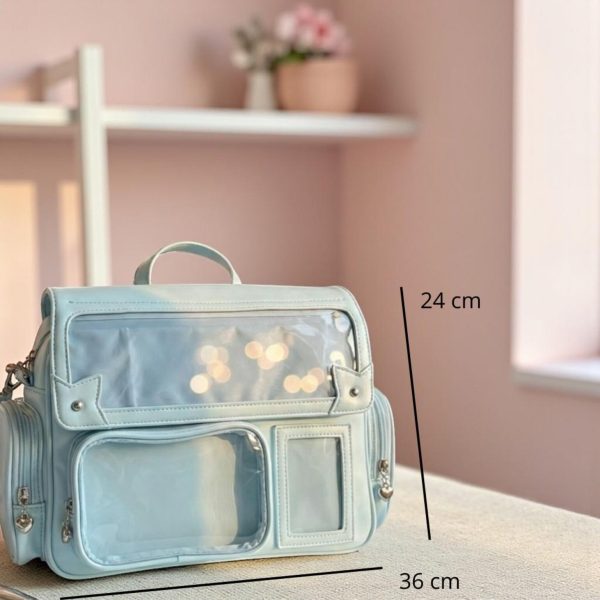 Blue Kawaii Pastel Convertible Ita Bag for Pin Display — ita bag detail view