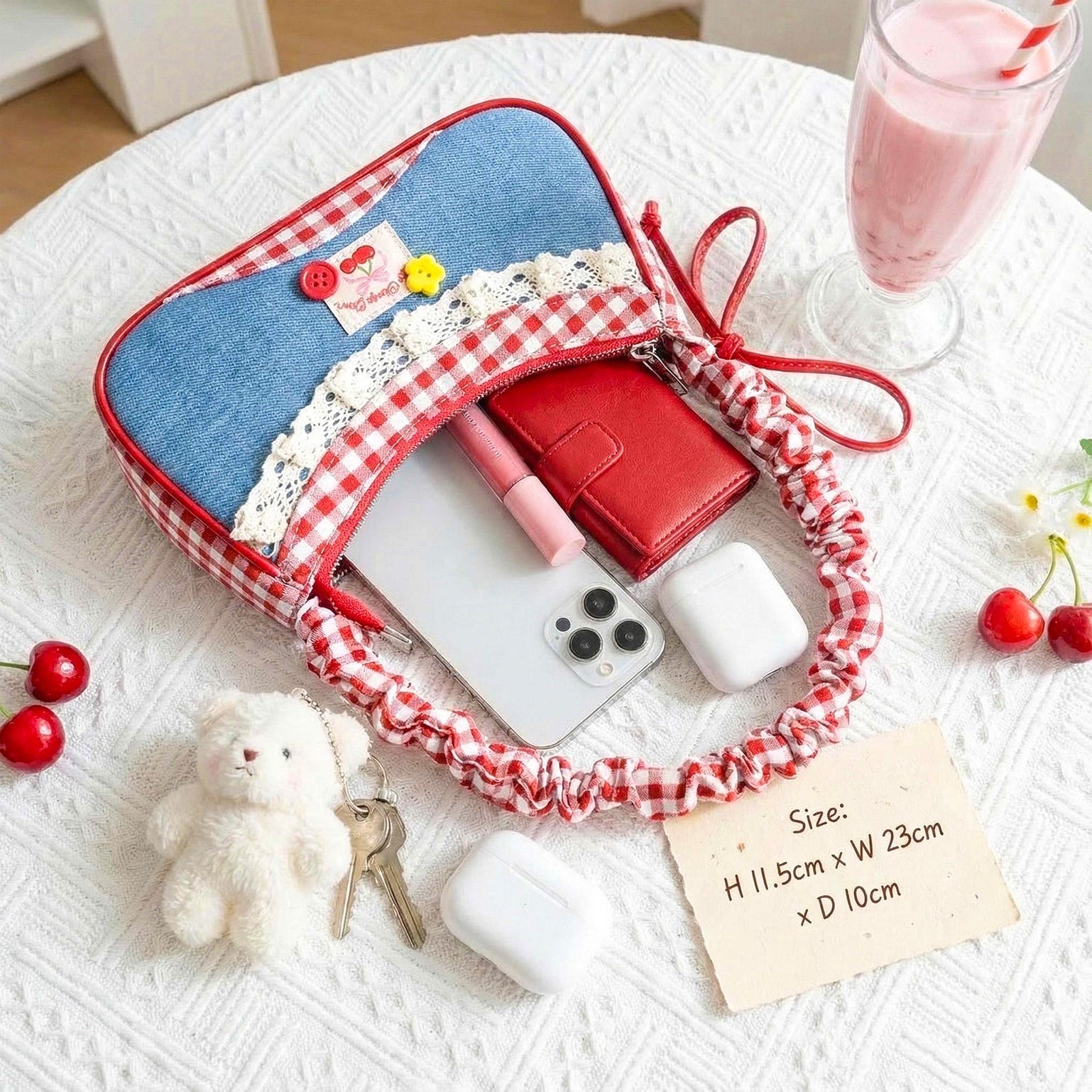 Blue Y2K Lace Convertible Bag for Pin Display Blue Y2K Lace Convertible Bag for Pin Display — ita bag detail view