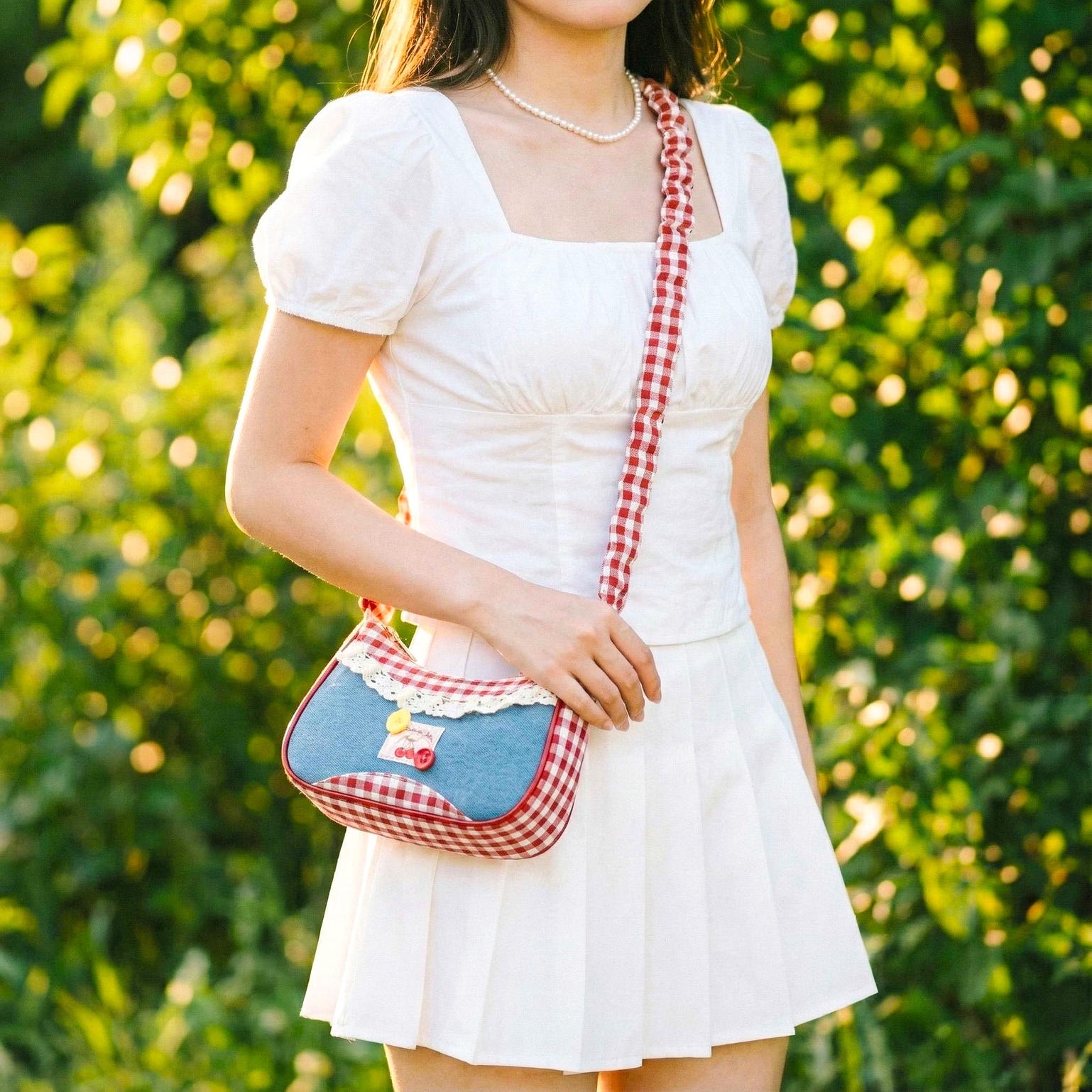 Blue Y2K Lace Convertible Bag for Pin Display Blue Y2K Lace Convertible Bag for Pin Display — ita bag detail view