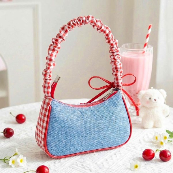 Blue Y2K Lace Convertible Bag for Pin Display — ita bag detail view