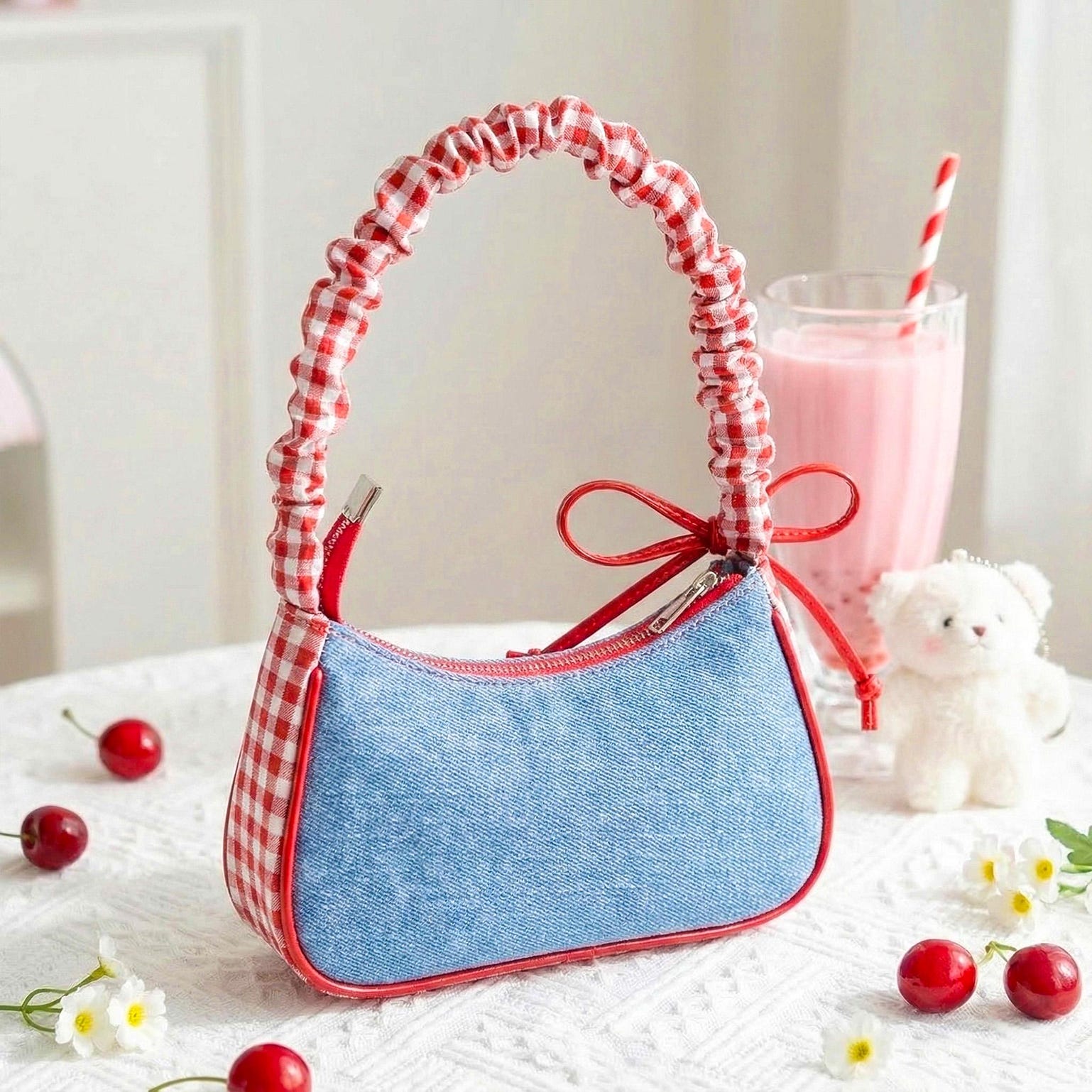 Blue Y2K Lace Convertible Bag for Pin Display Blue Y2K Lace Convertible Bag for Pin Display — ita bag detail view