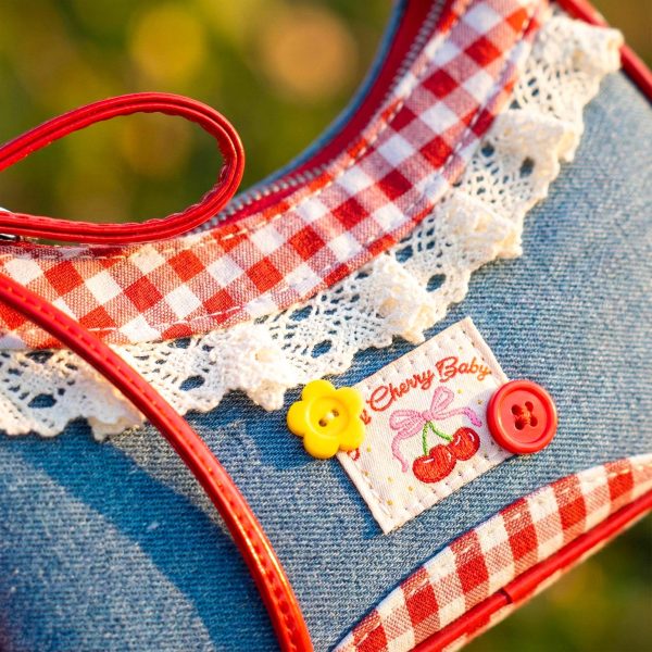 Blue Y2K Lace Convertible Bag for Pin Display — ita bag detail view