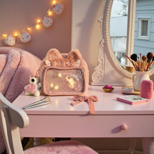Brown Kawaii Bear Convertible Ita Bag for Pin Display — ita bag detail view