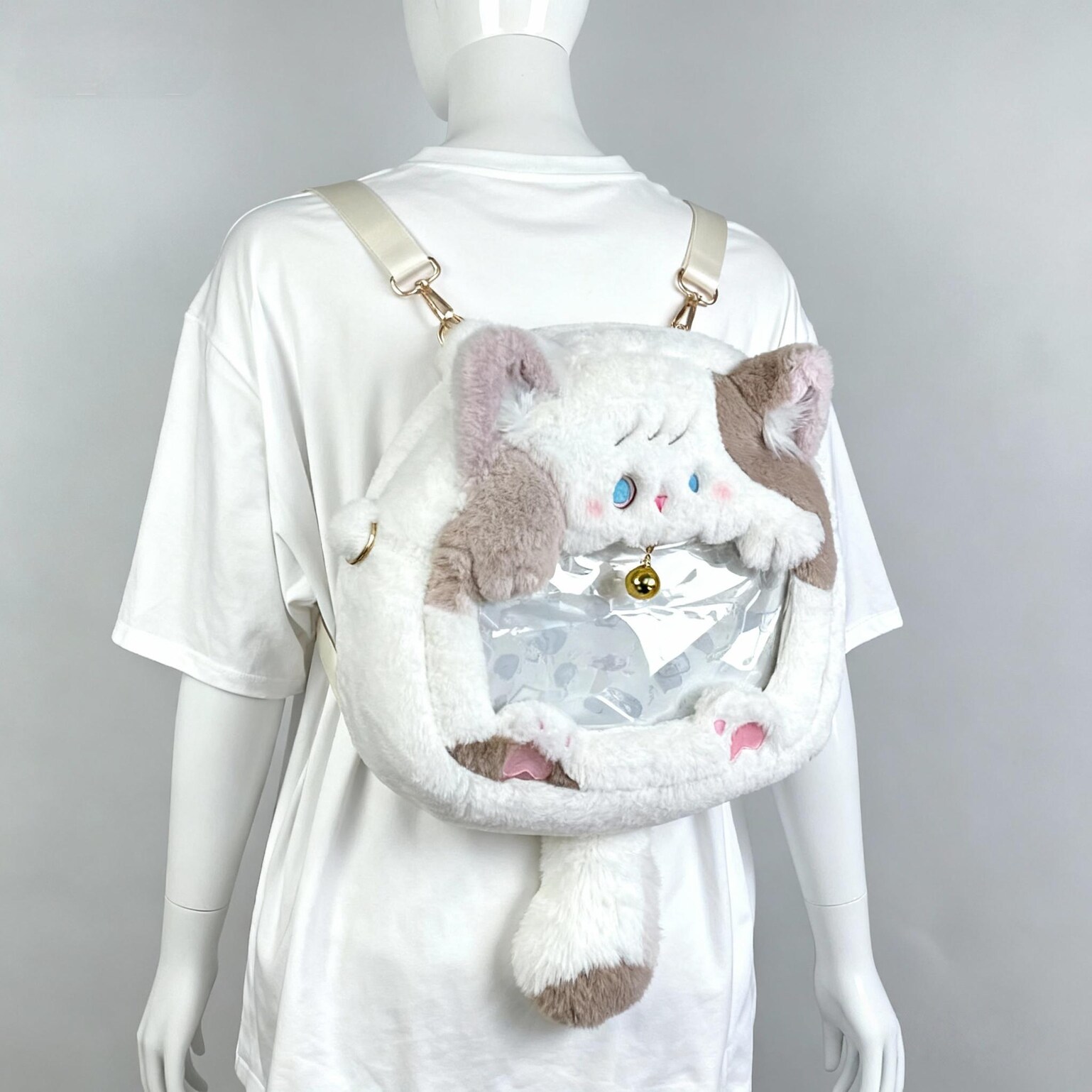Cat Convertible Ita Bag with Clear Window for Plushies and Pins Cat Convertible Ita Bag with Clear Window for Plushies and Pins — ita bag with clear display window