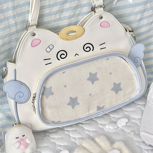 Cat Ita Bag with Clear Window for Plushies and Pins — ita bag detail view