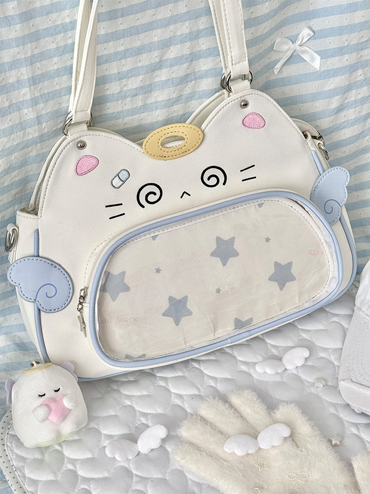 Cat Ita Bag with Clear Window for Plushies and Pins Cat Ita Bag with Clear Window for Plushies and Pins — ita bag detail view