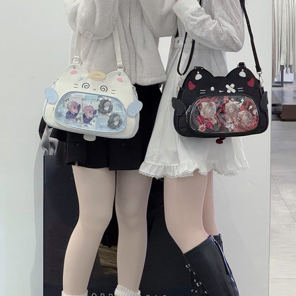 Cat Ita Bag with Clear Window for Plushies and Pins — ita bag detail view