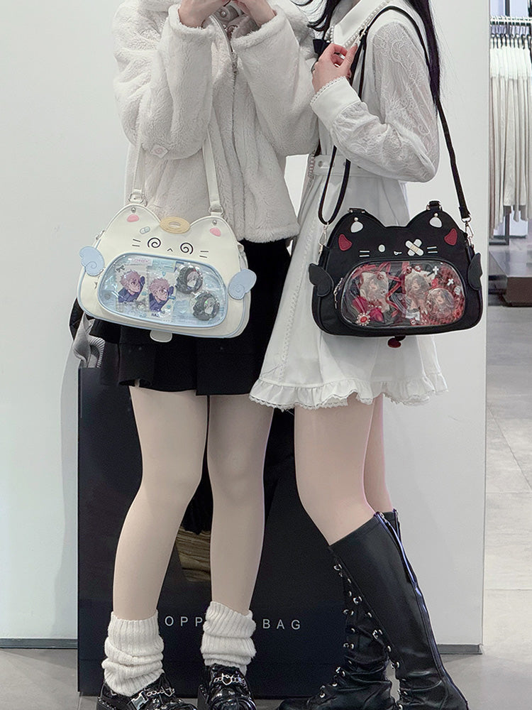 Cat Ita Bag with Clear Window for Plushies and Pins Cat Ita Bag with Clear Window for Plushies and Pins — ita bag detail view