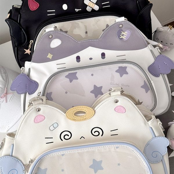 Cat Ita Bag with Clear Window for Plushies and Pins — ita bag detail view