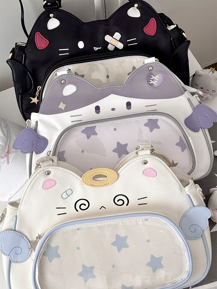 Cat Ita Bag with Clear Window for Plushies and Pins Cat Ita Bag with Clear Window for Plushies and Pins — ita bag detail view