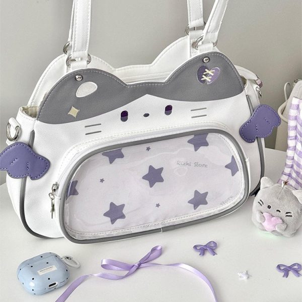 Cat Ita Bag with Clear Window for Plushies and Pins — ita bag detail view