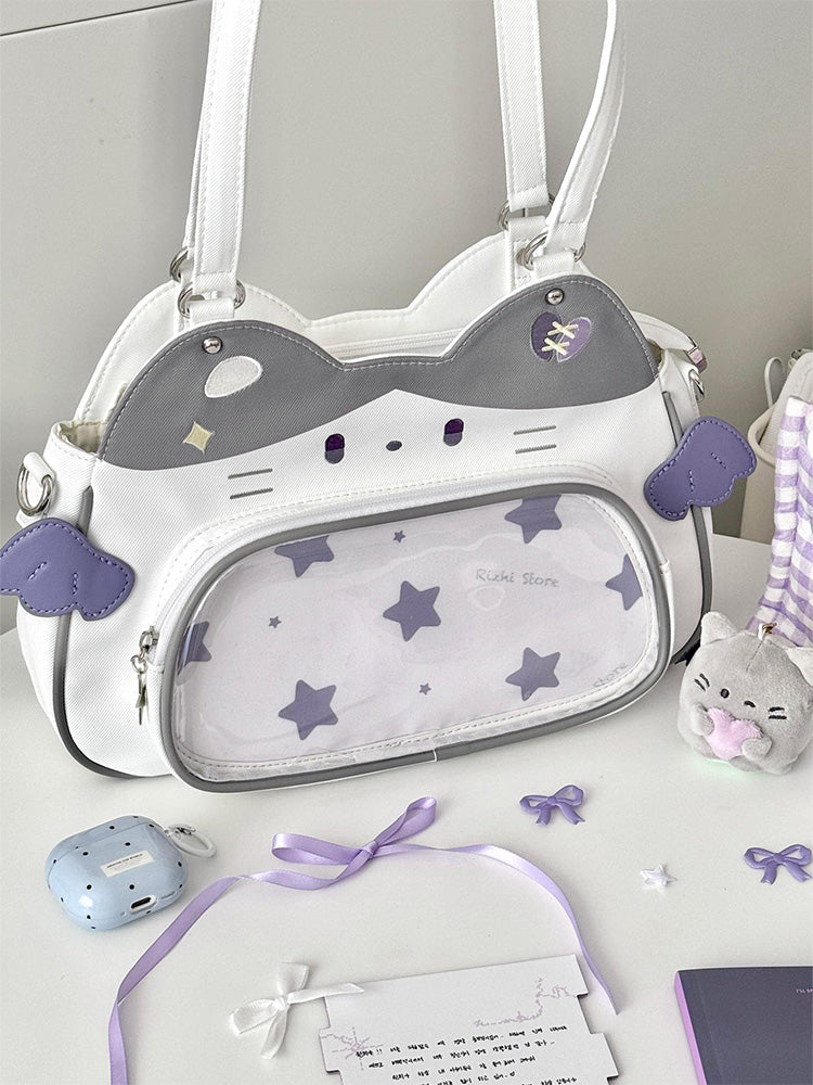 Cat Ita Bag with Clear Window for Plushies and Pins Cat Ita Bag with Clear Window for Plushies and Pins — ita bag detail view