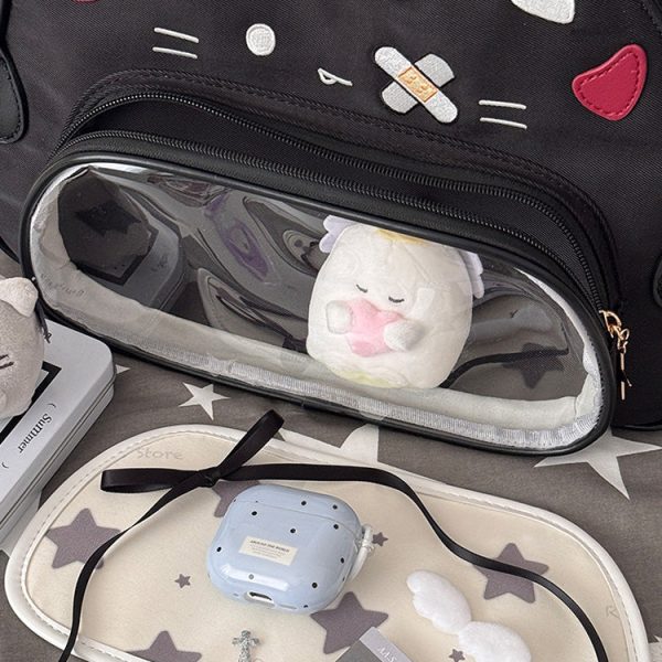 Cat Ita Bag with Clear Window for Plushies and Pins — ita bag detail view